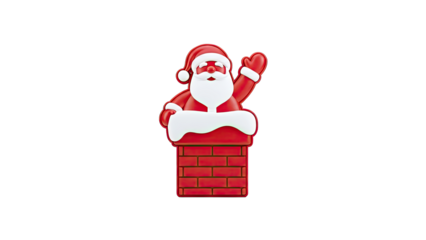 Santa Claus Waving from Chimney