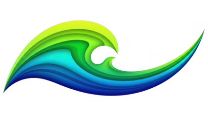 Colorful ocean wave illustration isolated on transparent background
