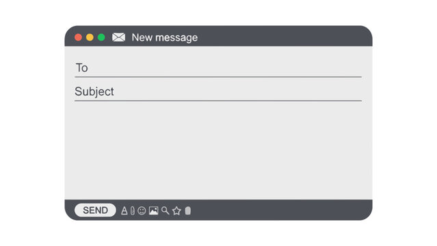 Blank email composition window on computer screen