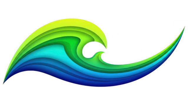 Colorful ocean wave illustration isolated on transparent background - Powered by Adobe