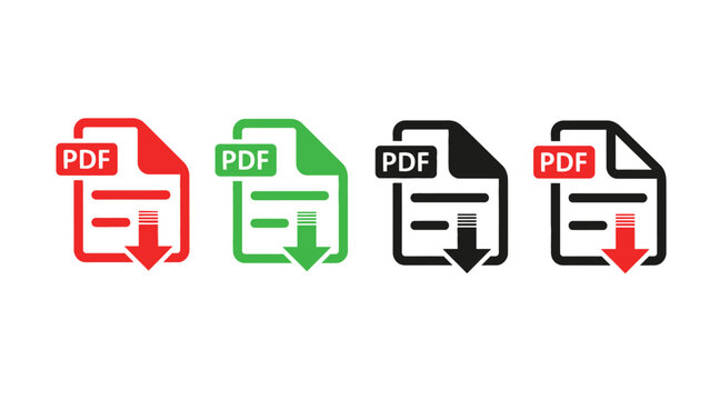 PDF documents downloading icons set