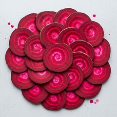 Slices of Vibrant Beetroot Arranged in a Circular Design Composition