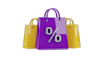 Shopping Bags with Percentage Symbol