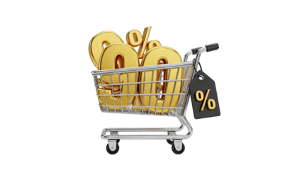 Shopping Cart Filled with 90% Discount Numbers