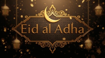 Eid al Adha Elegant Islamic Background with Golden Ornaments