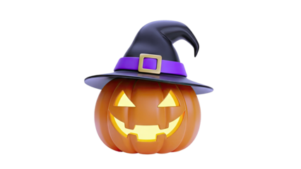 Smiling Jack-o'-lantern with Witch Hat