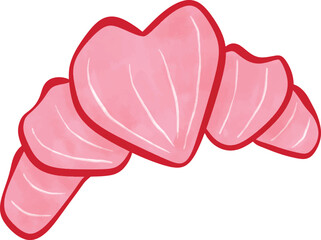 Sweet Pink Heart Croissant Illustration