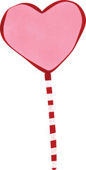 Cute Pink Heart Lollipop with Striped Stick