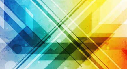 Abstract geometric rainbow colors overlay dynamic diagonal shapes