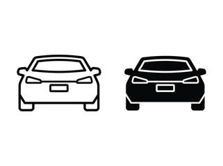Fototapeta premium Simple black and white car illustration with rear view