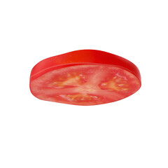 Ripe Red Tomato Slice with Seeds Isolated