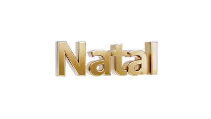 Golden 3D Text "Natal" on White Background