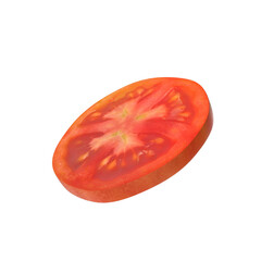 Ripe Red Tomato Slice with Seeds Isolated