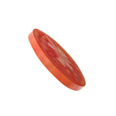Ripe Red Tomato Slice with Seeds Isolated