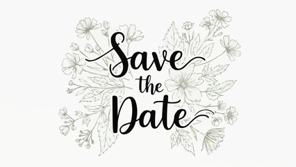 Save the Date floral wedding invitation design.