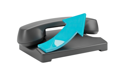 Telephone handset with upward trending arrow