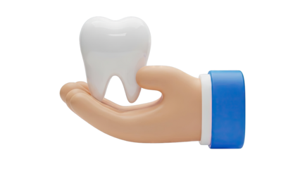 Cartoon Hand Holding a White Tooth