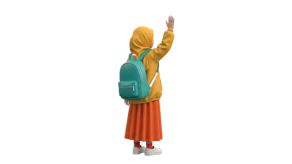 Young Muslim girl in hijab waving