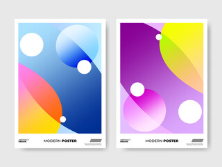 Modern Abstract Poster with Vibrant Colorful Gradient Circles and Spheres on White Background