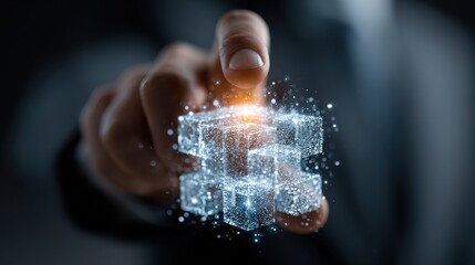 Conceptual Digital Cube Abstract Data Technology Touch Interaction Business Technology