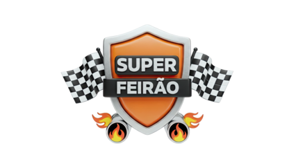 Superfeira Logo with Racing Flags and Flames