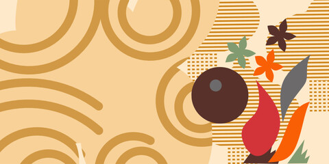 Retro Abstract Floral Design with Warm Tones  