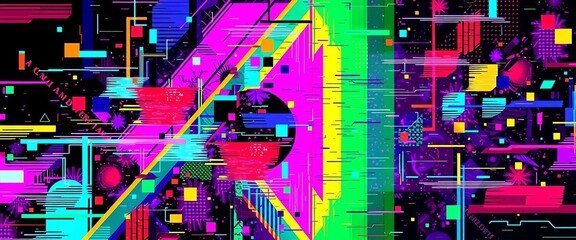 Abstract digital glitch art, vibrant colors, geometric shapes, distorted pixels,  glitch effect,  colors