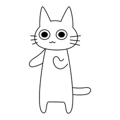 ご協力をお願いするポーズの可愛い白猫のイラスト