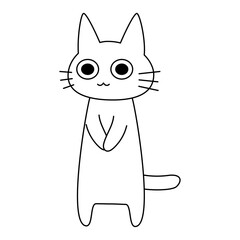 手を合わせてお願いや感謝を伝える可愛い白猫のイラスト