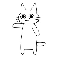 手を広げて案内や誘導をする可愛い白猫のイラスト