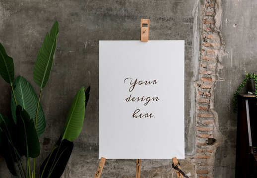 Blank Canvas Mockup Rustic Interior Design PSD