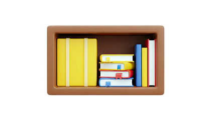 Stack of Colorful Books on a Shelf