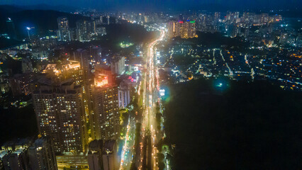 Mumbai high-rise buildings night aerial © Akshaykanade