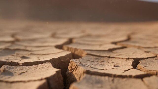 the dry ground is cracked and dusty footage