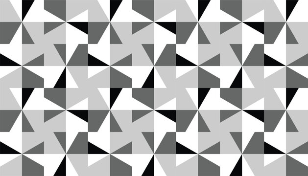 Seamless black and white geometric pattern composed of repeating triangular shapes forming a bold, high-contrast abstract background