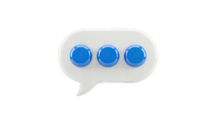 3D Chat Bubble with Blue Dots