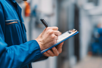 Electrician Writing on Clipboard