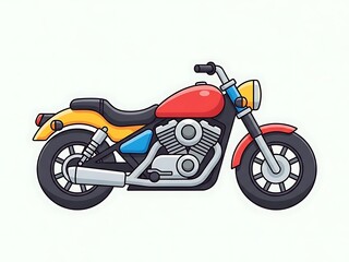 Obraz premium Colorful cartoon motorcycle side view.