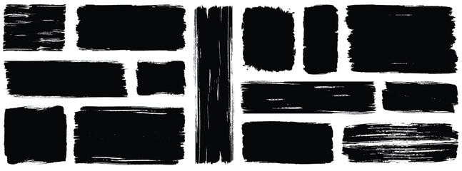 Set of grunge jagged rectangle shape. Vintage grunge boxes for collage, text, banner, sticker, poster design. Rough grunge stamp thick paint line textures. Grungy sketchy rectangle textboxes pack.