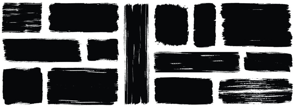 Set of grunge jagged rectangle shape. Vintage grunge boxes for collage, text, banner, sticker, poster design. Rough grunge stamp thick paint line textures. Grungy sketchy rectangle textboxes pack.