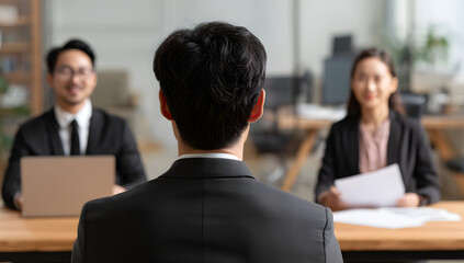 Job Interview Concept with Candidate Meeting Recruiters in Modern Office