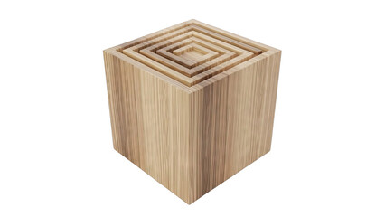 Wooden Cube with Nested Square Inset