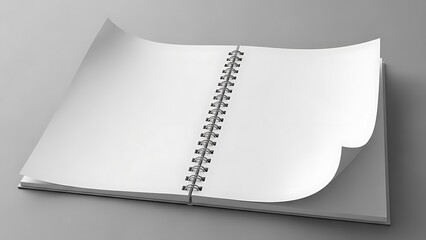 Open Spiral-Bound Notebook with Blank Pages - Minimalist Design, Flat Layout, Ideal for Writing, Journaling, and Note-Taking
