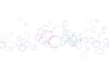 A seamless pattern with soap bubbles. Isolated watercolor illustration for print design for spas, saunas, and baths, as well as children's interiors