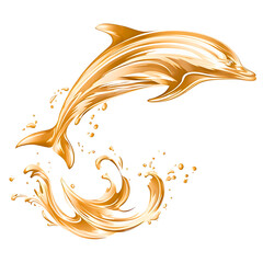 Golden botanical deer silhouette with elegant branches and leaves forming artistic nature fusion isolated on a white or transparent background