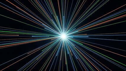 Abstract Burst of Light and Energy Streaks on Dark Background