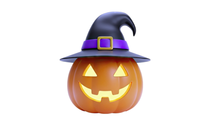 Smiling Jack-o'-lantern with Witch Hat