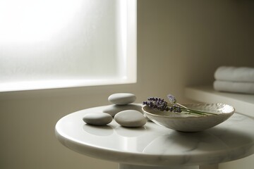 Calming spa stones and lavender
