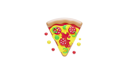 Stylized 3D Pizza Slice with Pepperoni and Peppers