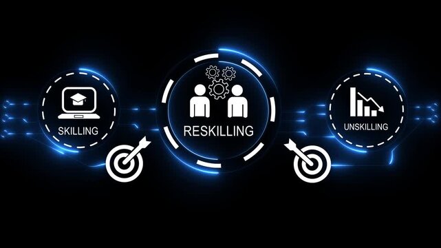 Skilling reskilling training career development workforce and transformation inspire powerful growth and opportunity in professional life 4k video...